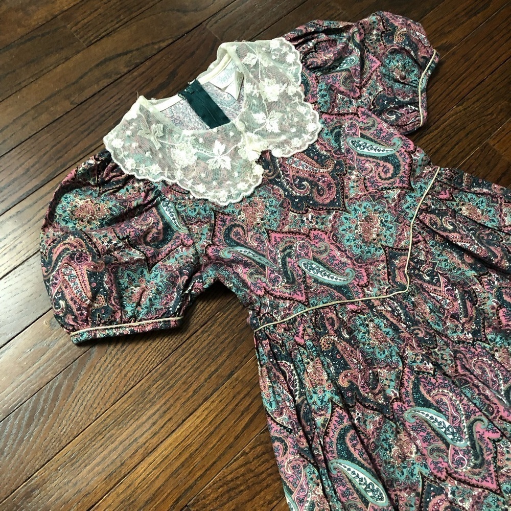*VGUC* Rare Editions Girls 7 Vintage Purple Paisley Short-Sleeved A-Line Dress - Picture 3 of 15